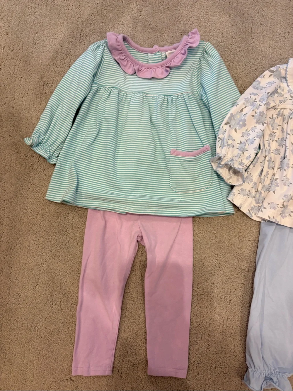 Stitchy Fish Baby Girl’s Long Sleeve Outfits 18 months ruffles collar pants